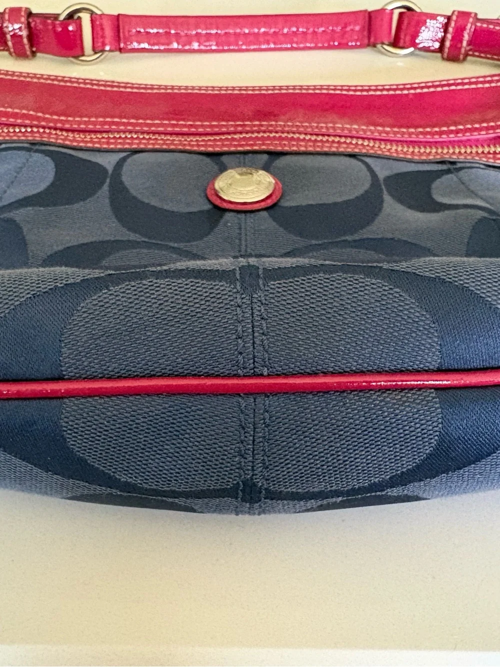 Coach Laura Hobo Shoulder Bag in Navy and Pink